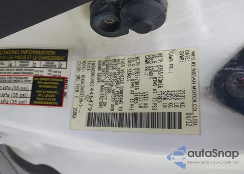 2012 Nissan Frontier Sv z USA, uszkodzony, nr VIN 1N6AD0CU4CC446479